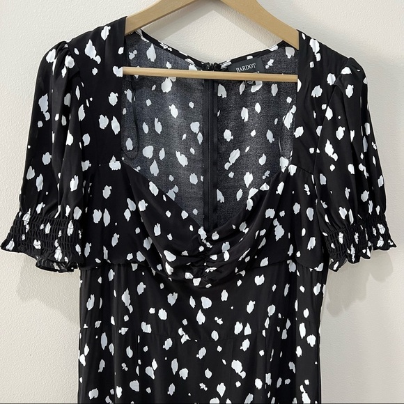 Bardot Puff Sleeve Abstract Spot Maxi Dress in size 10 - Picture 3 of 11